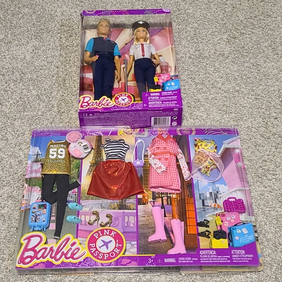 Barbie Pink Passport Dolls and outfits nwb